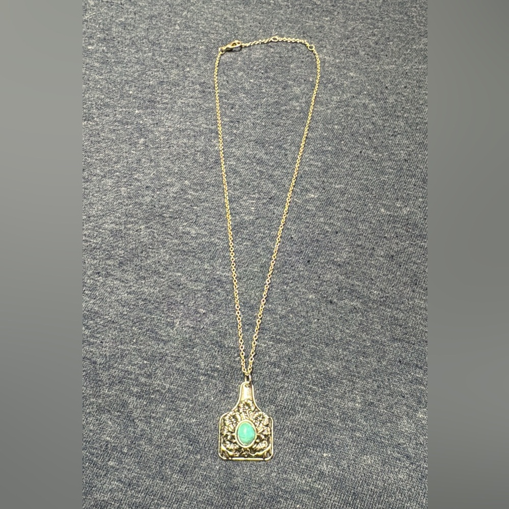 Cowtag Turquoise Pendant Necklace